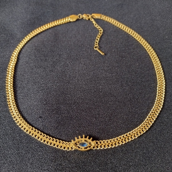 Gold Evil Eye Choker Necklace - Picture 1 of 11